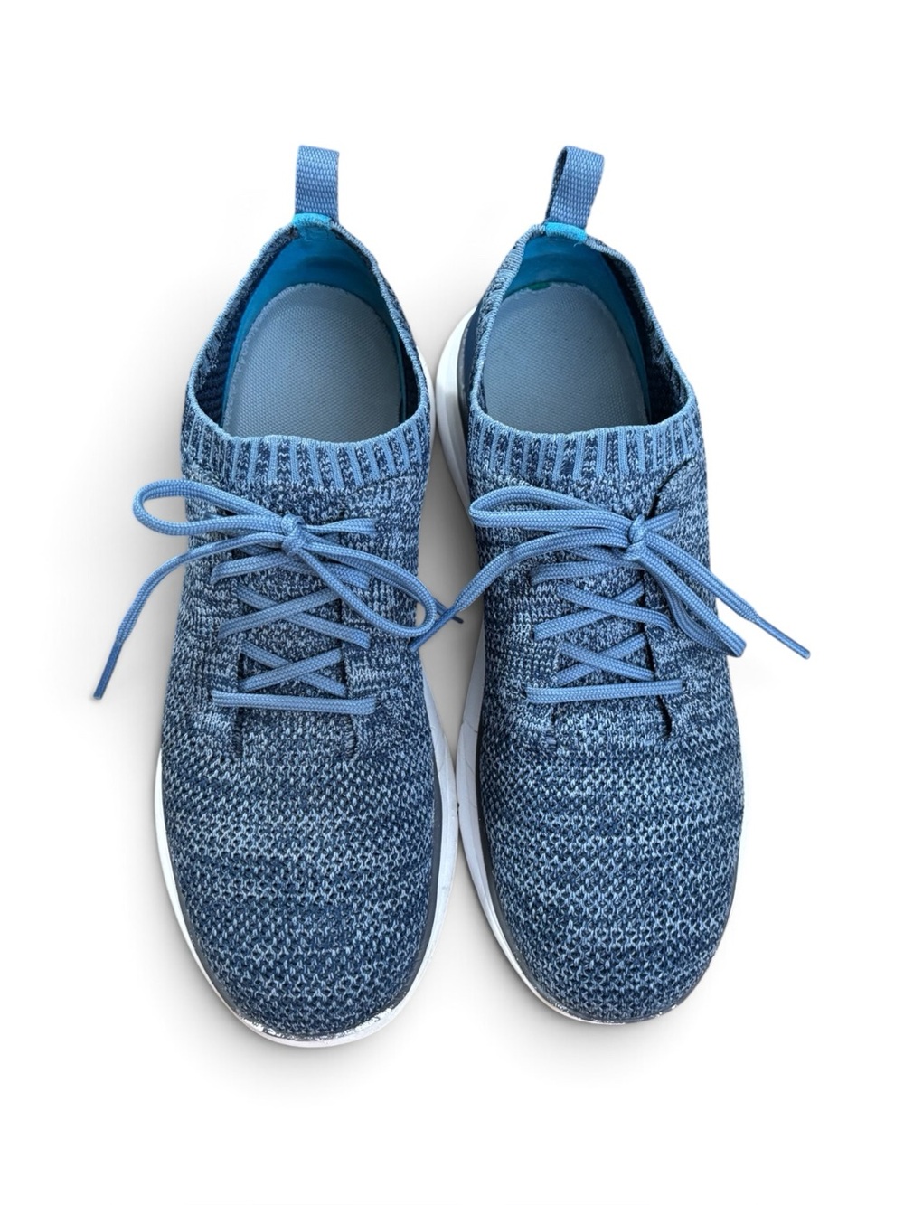 Eddie Bauer Women’s Knit Lace-Up Slip-On Sneakers in Heather Blue Size 7.5